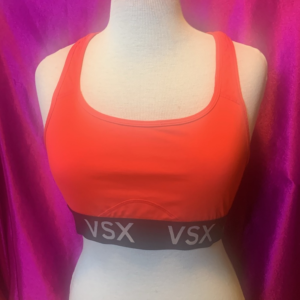 Victoria’s Secret hot pink sports bra black elastic bottom lightly loved…